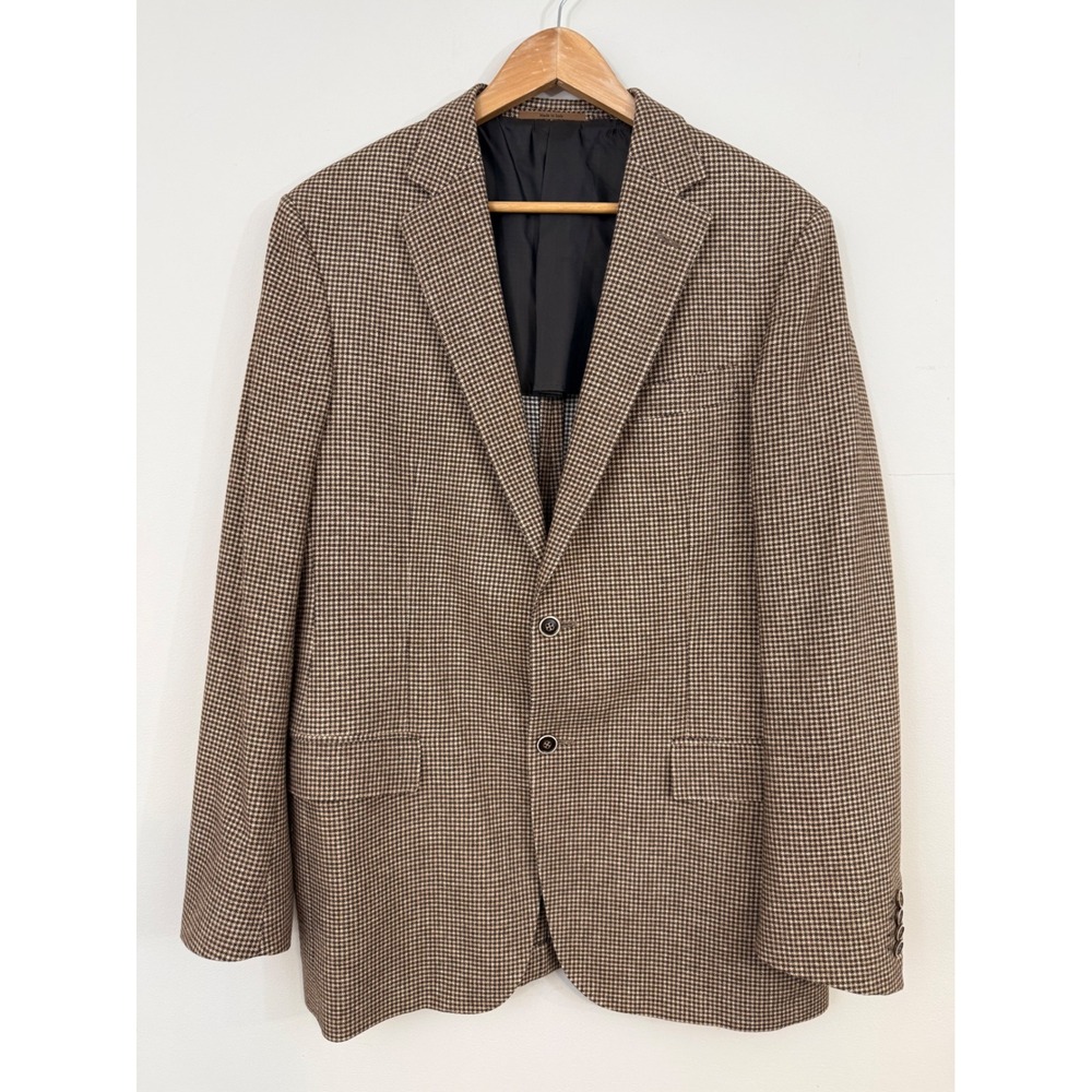 Ermenegildo Zegna Duo Travel Houndstooth Sport Coat 54L Wool Silk Cashmere Italy